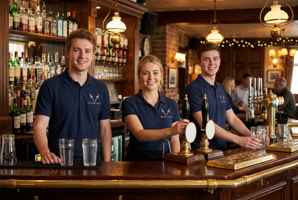 Custom branded hospitality uniforms by Bespoke Print and Embroidery