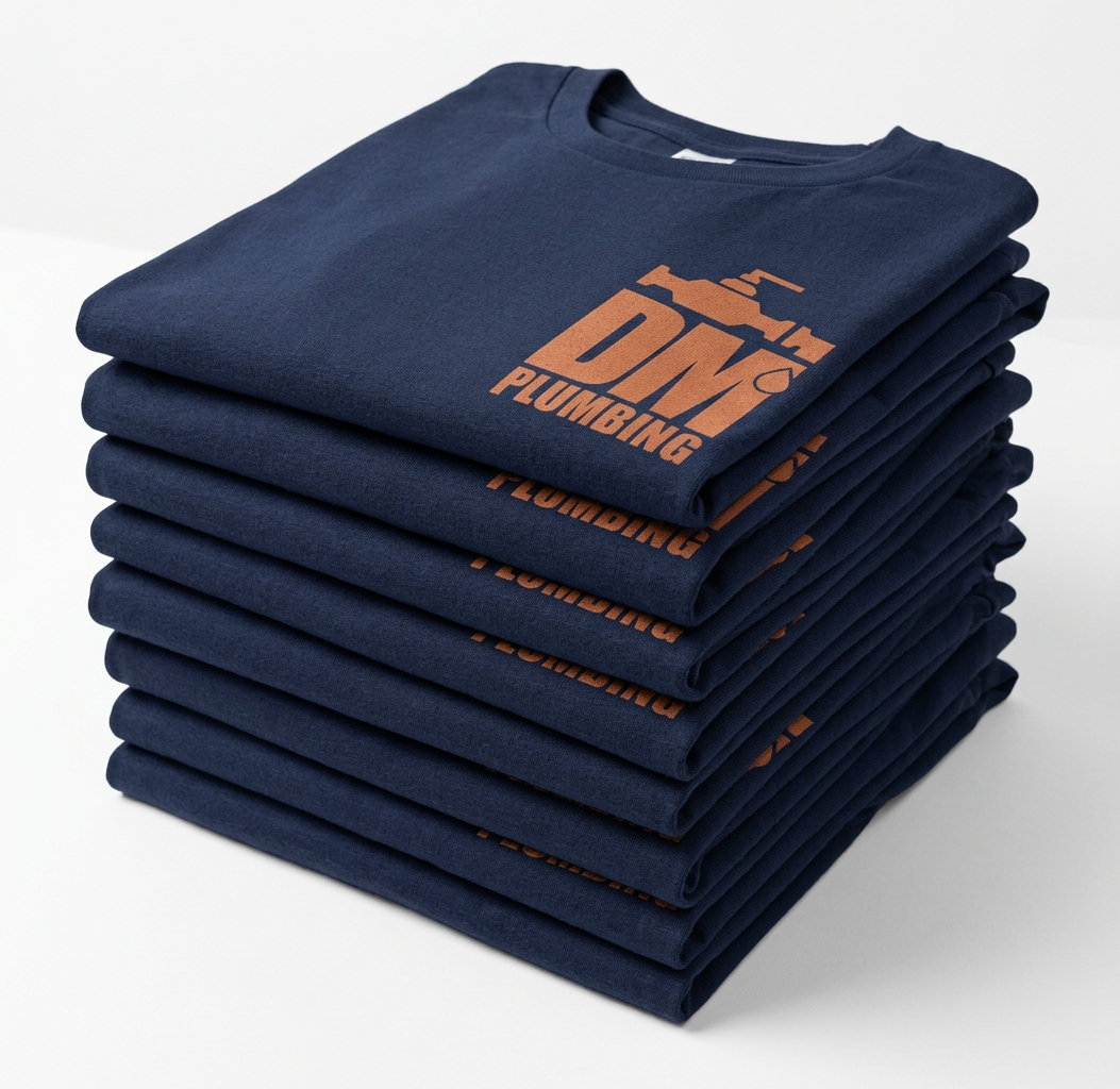 Custom printed uniforms for DM Plumbing by Bespoke Print Leicester