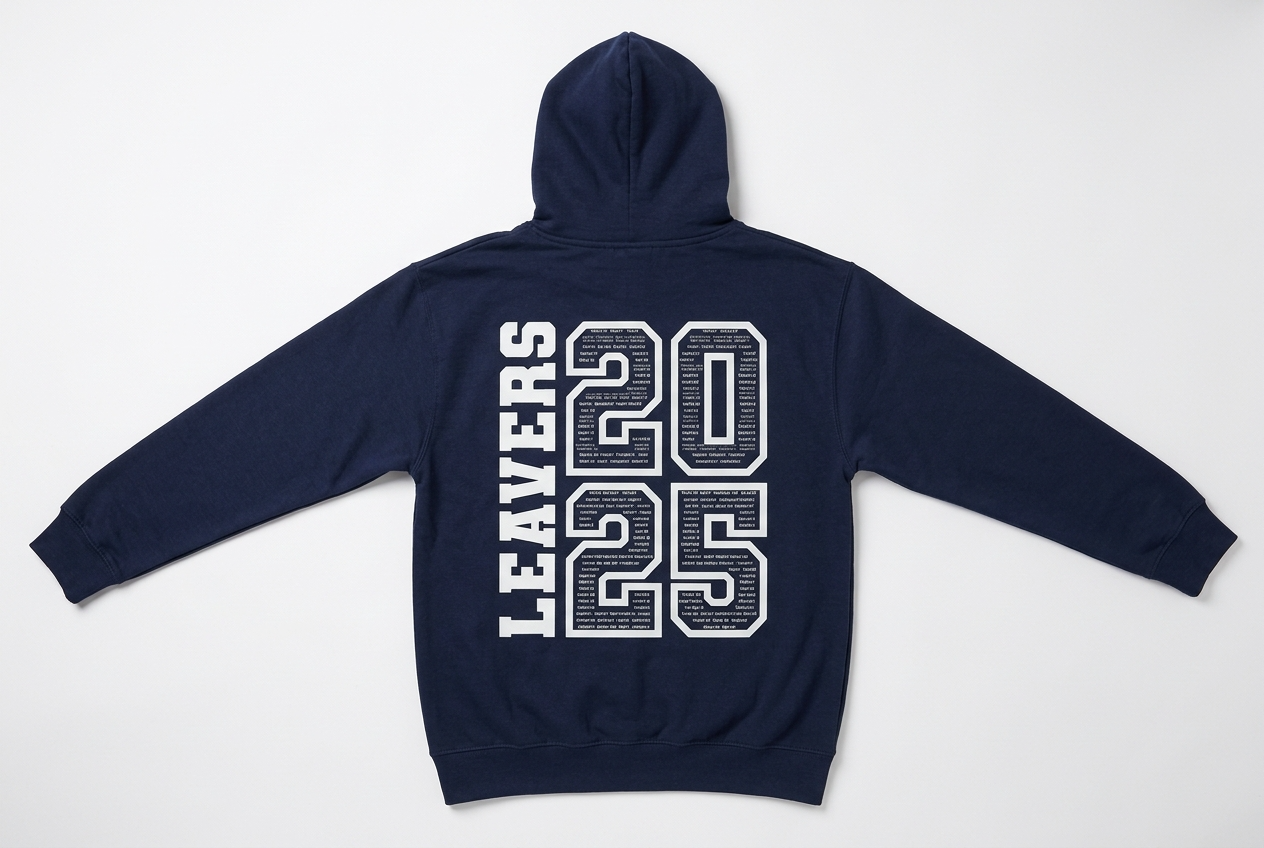 Custom printed school leavers hoodies